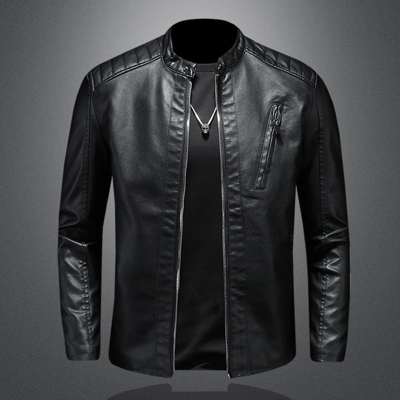 Chaqueta de cuero  con cuello alto