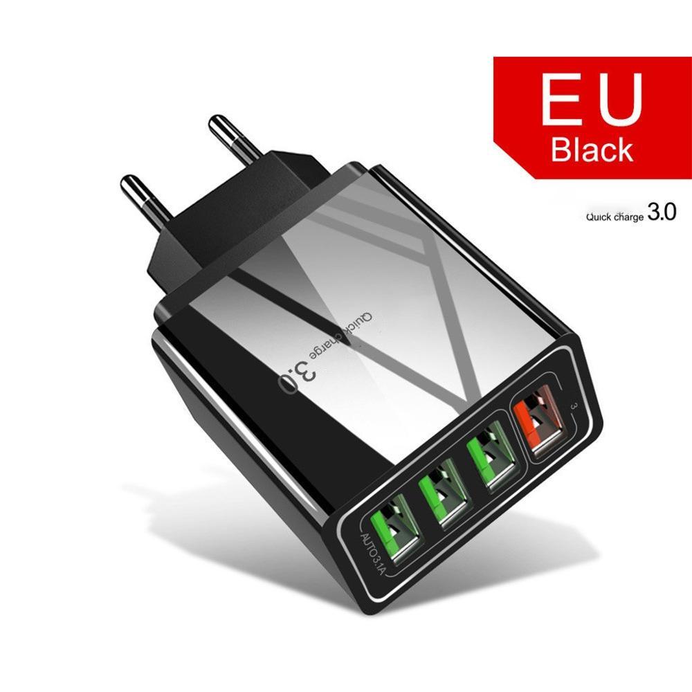 Cargador de teléfono móvil iluminado con 4 USB y cabezal de carga de 3 A