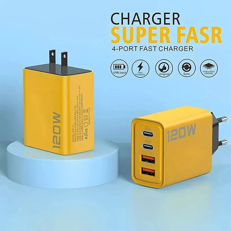 Total 2A USB Type C Charger 4 Port Fast Charging USB Phone Charger Adapter For iPhone Samsung Xiaomi Quick Charge Wall Charger