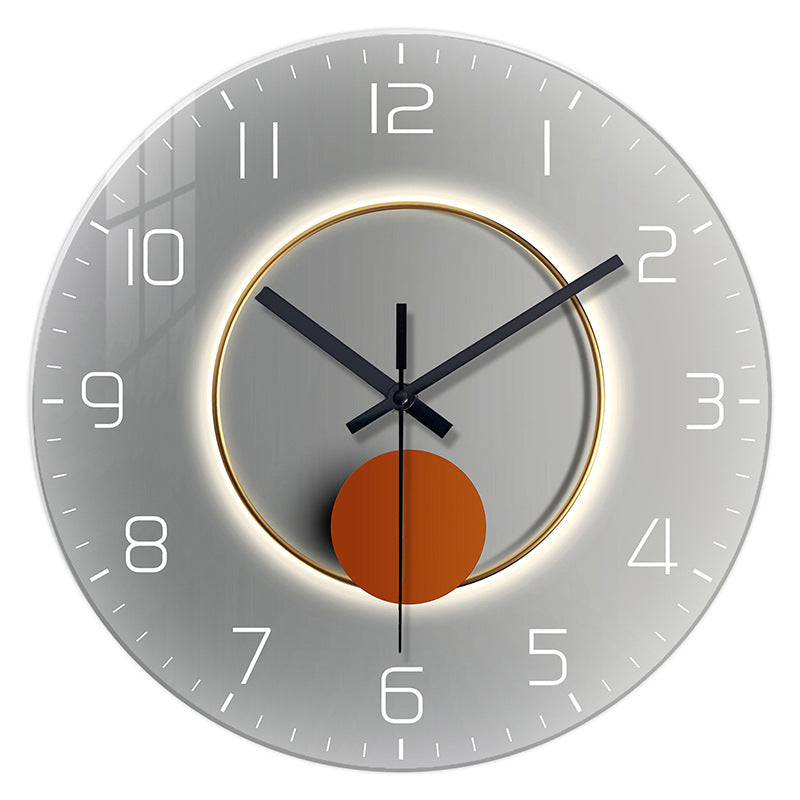 Reloj de pared de vidrio templado, silencioso, decorativo para sala de estar.