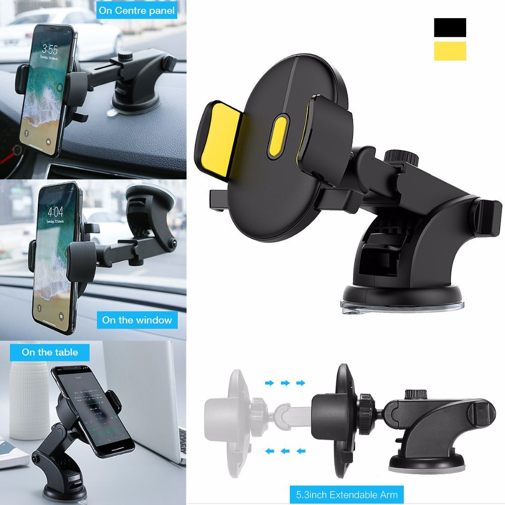 Soporte para teléfono de coche con ventosa telescópica