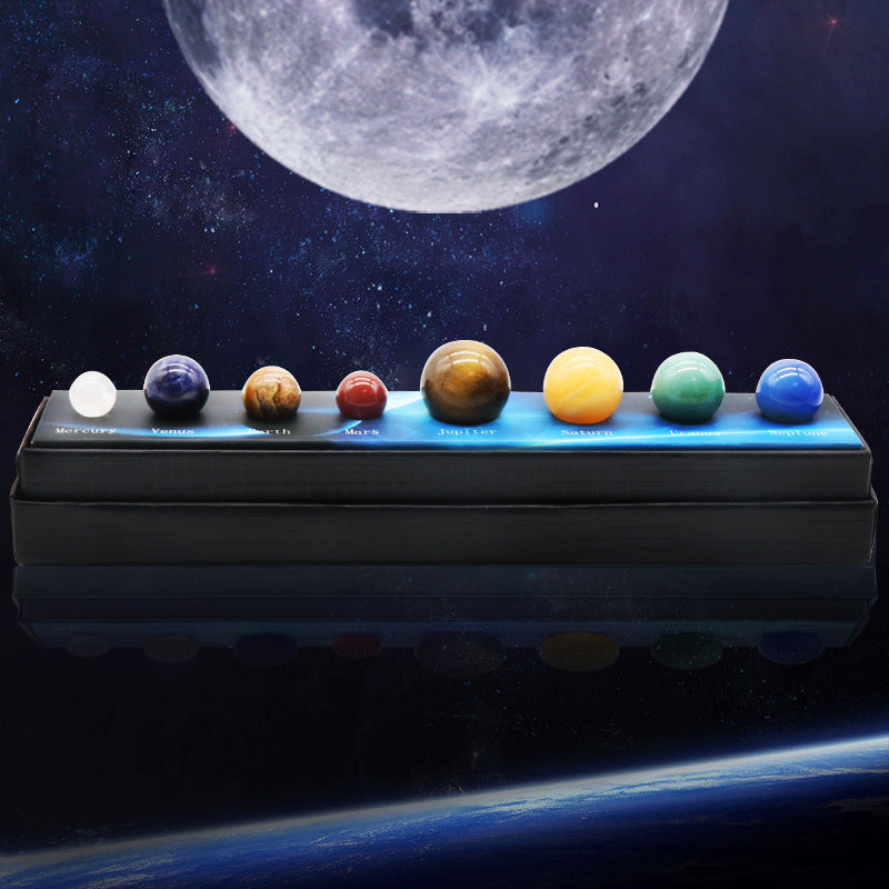 Juego de piedras de ocho planetas de piedra natural