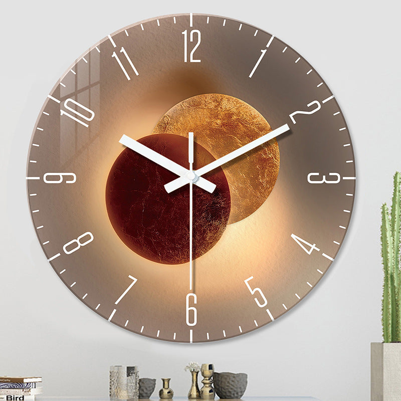Reloj de pared de vidrio templado, silencioso, decorativo para sala de estar.