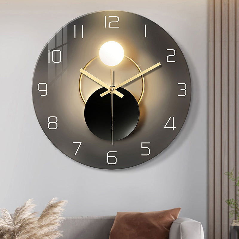 Reloj de pared de vidrio templado, silencioso, decorativo para sala de estar.
