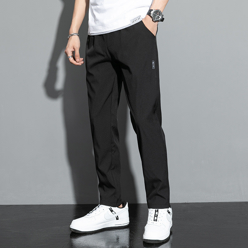 Pantalones casuales de verano para hombre, sueltos, finos, de seda helada, de secado rápido