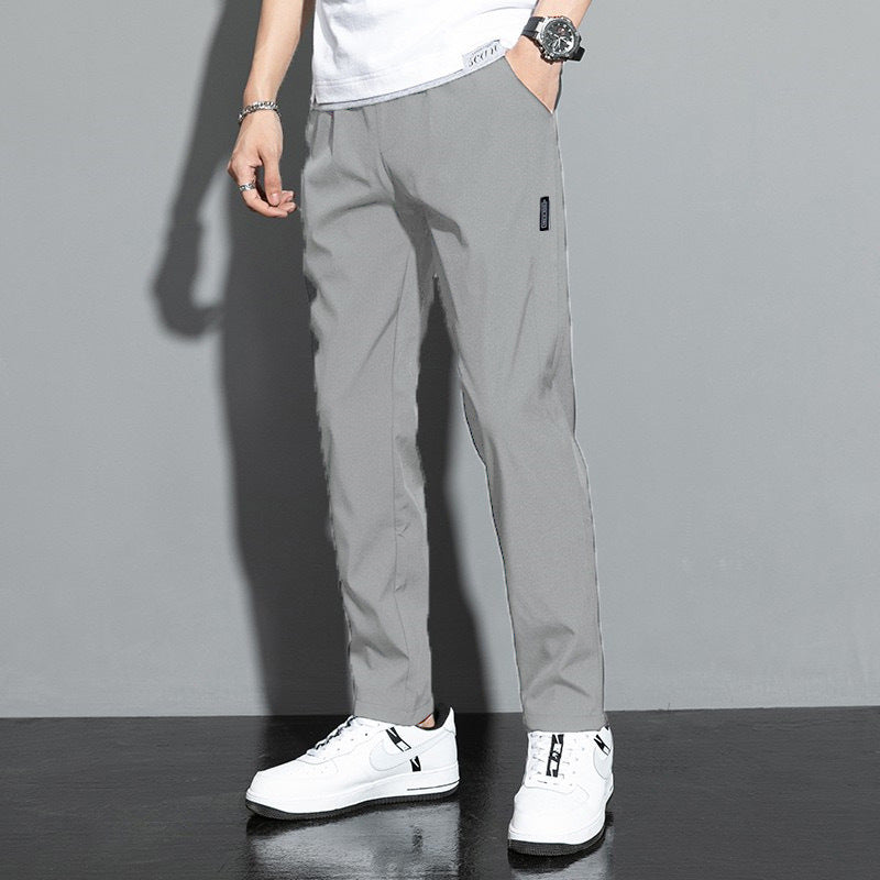 Pantalones casuales de verano para hombre, sueltos, finos, de seda helada, de secado rápido