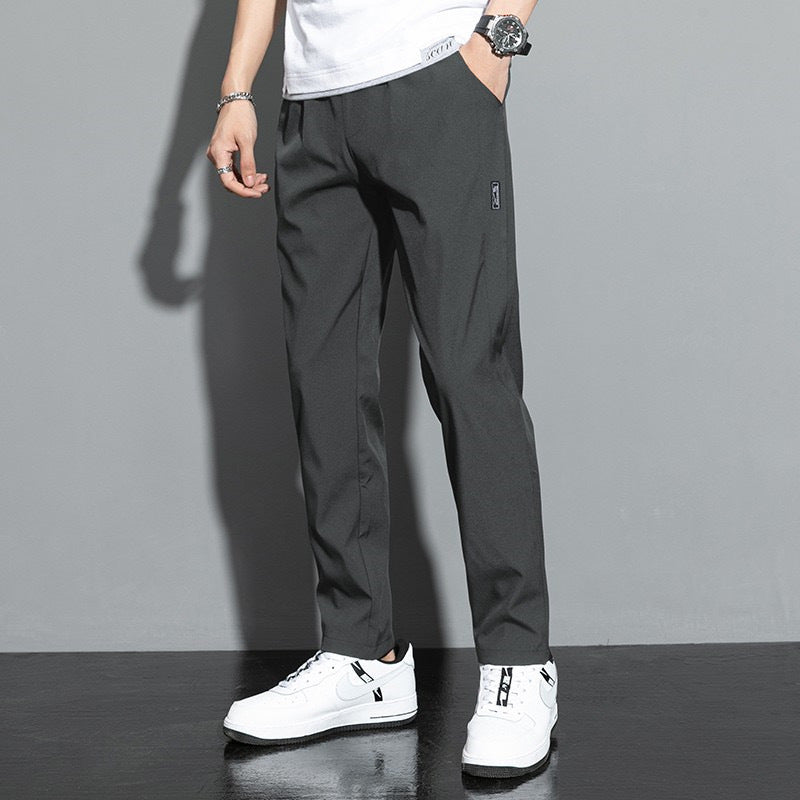 Pantalones casuales de verano para hombre, sueltos, finos, de seda helada, de secado rápido